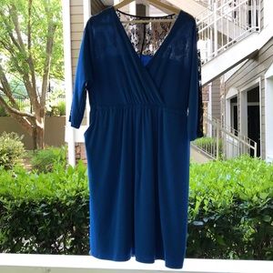 Navy dress with black lace& pockets!!!